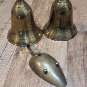 Polished Brass Hand Bells with Brass Mouse Accent